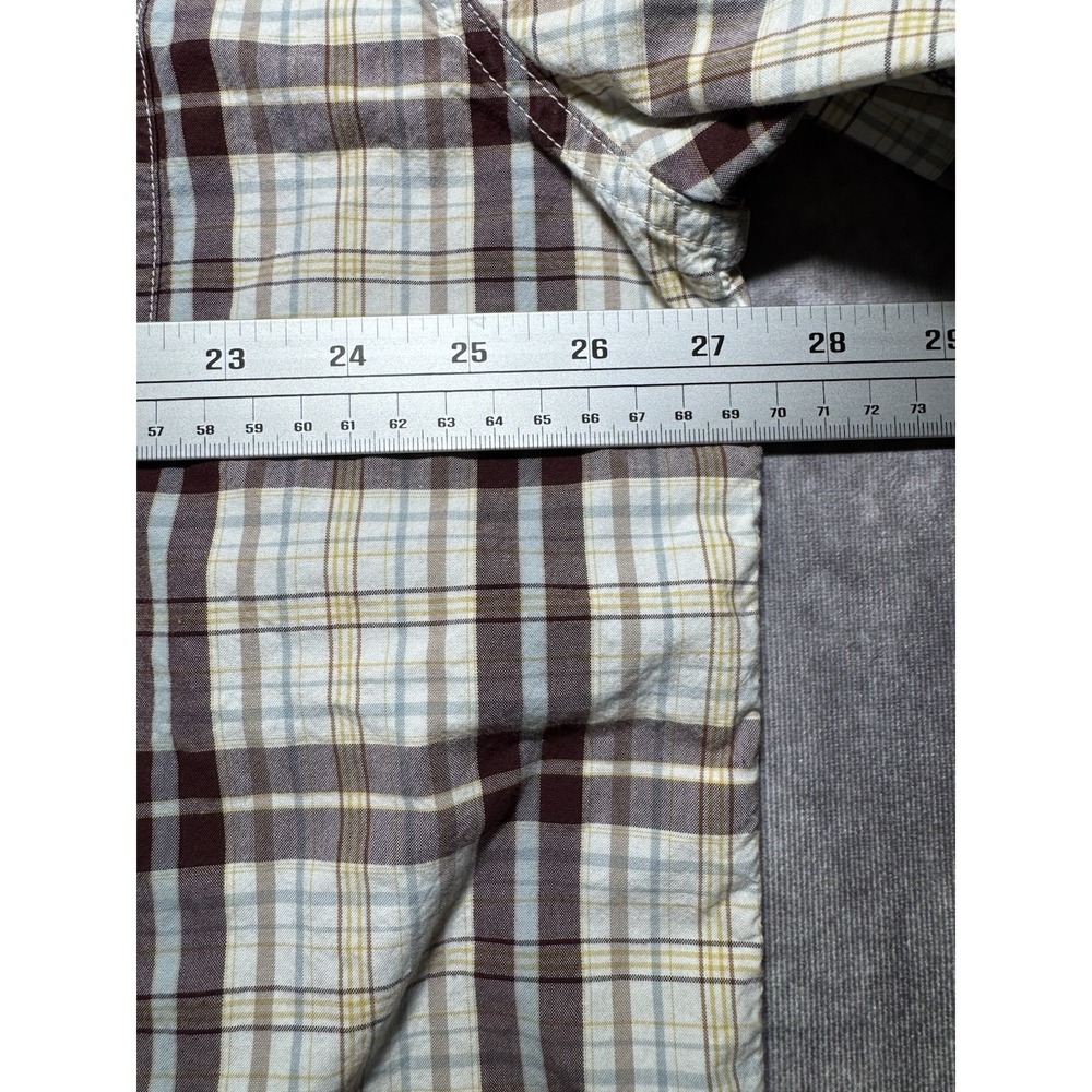 Carhartt Shirt Mens 2XL Brown Plaid Button Down Short Sleeve Shirt - Picture 4 of 5